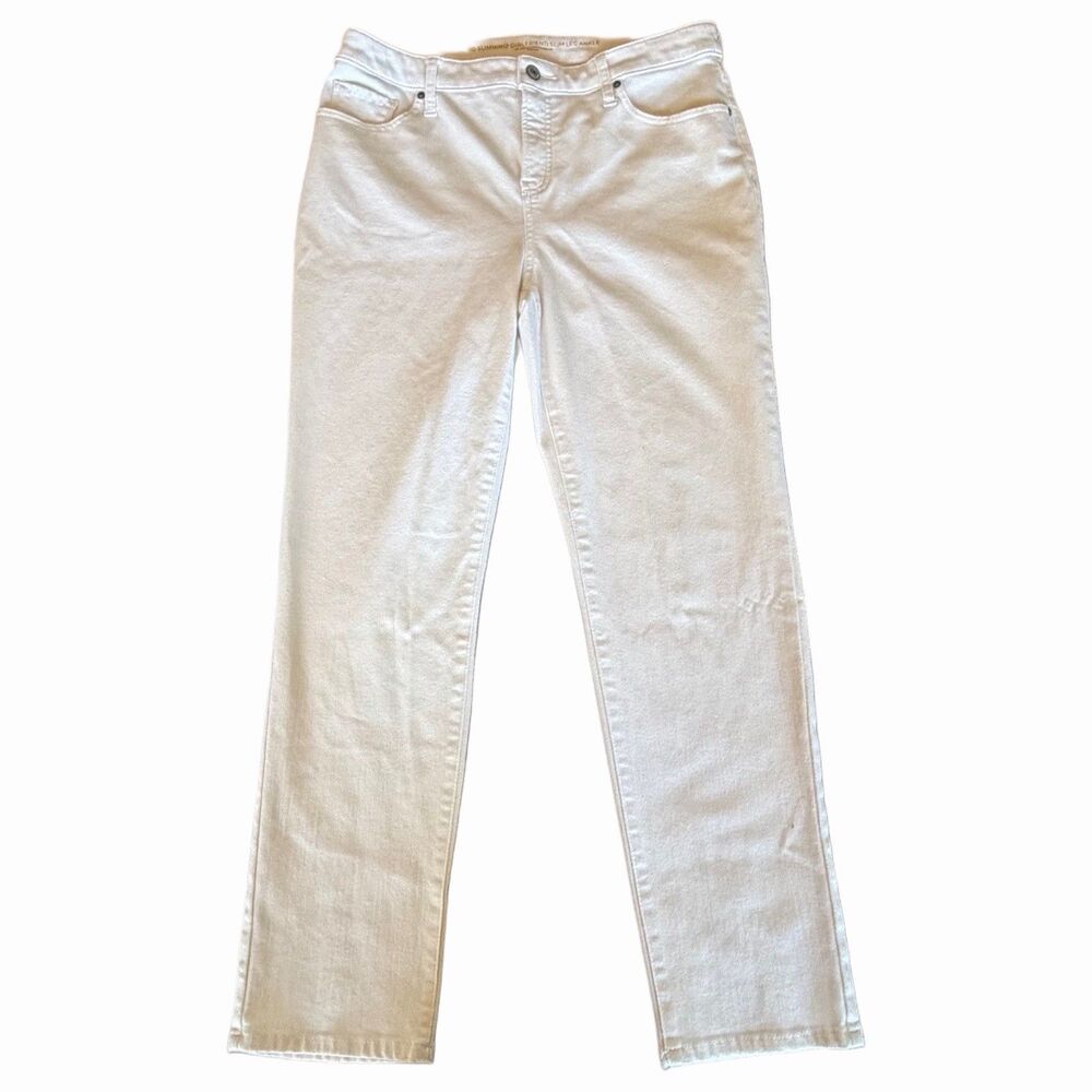 Chico's So Slimming Girlfriend Slim Leg Ankle Jeans Women 10 White Denim